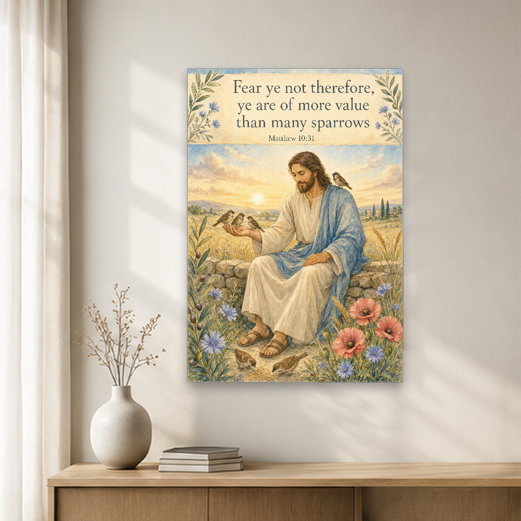 Sparrows at Dawn Canvas Wall Art - Christian Wall Art, close-up of the print