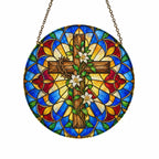 Spes Unica II Glass Suncatcher - Catholic Suncatcher, front view
