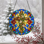Spes Unica II Glass Suncatcher - Catholic Suncatcher, detail view