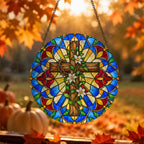 Spes Unica II Glass Suncatcher - Catholic Suncatcher, hanging display