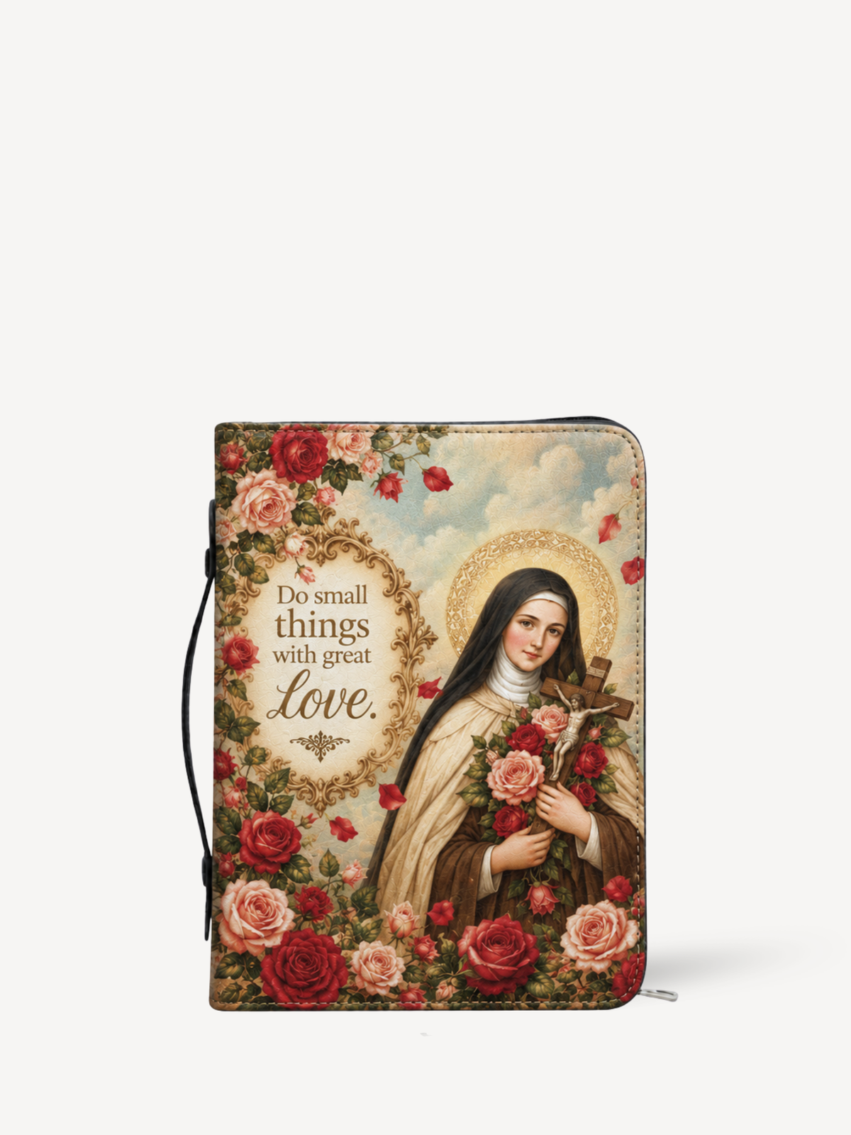 St. Thérèse of the Child Jesus Bible Cover - PU Leather Bible Cover, front view