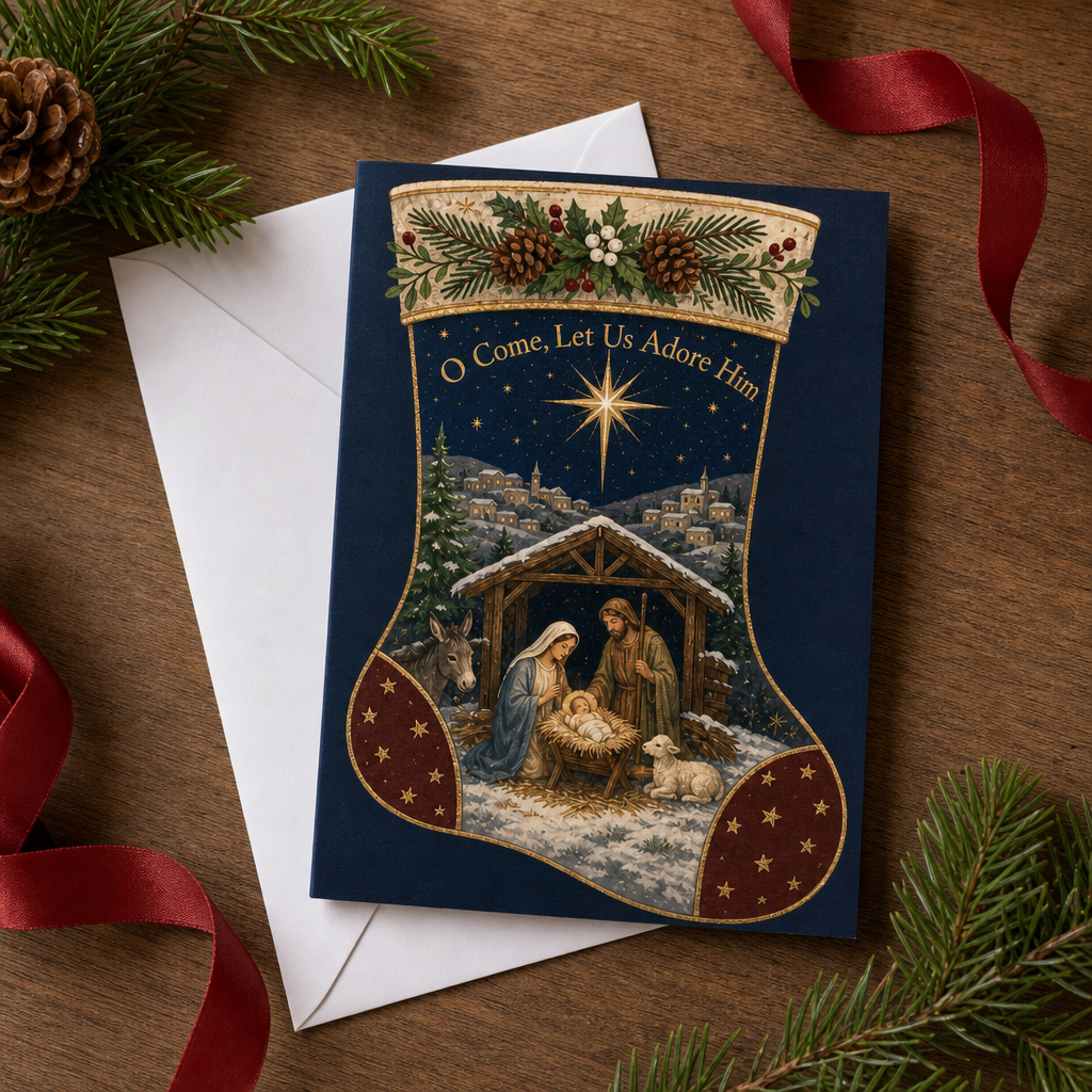Starlight Over Bethlehem Christmas Cards - Religious Christmas Cards, styled in the home