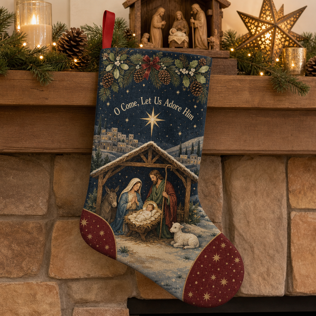 Starlight Over Bethlehem Christmas Stocking - Christmas Stocking, front view