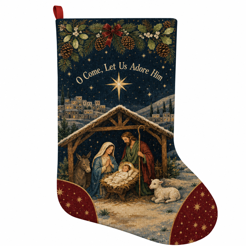 Starlight Over Bethlehem Christmas Stocking - Christmas Stocking, detail view