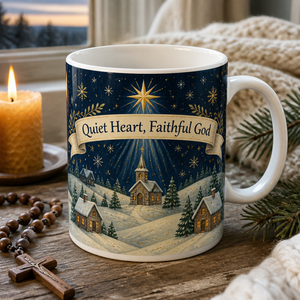 Starlight Over The Chapel Ceramic Mug - Christian Coffee Mug, front view