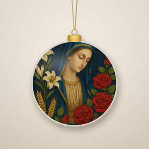 Stella Matutina Ceramic Ornament - Catholic Christmas Ornament, front view