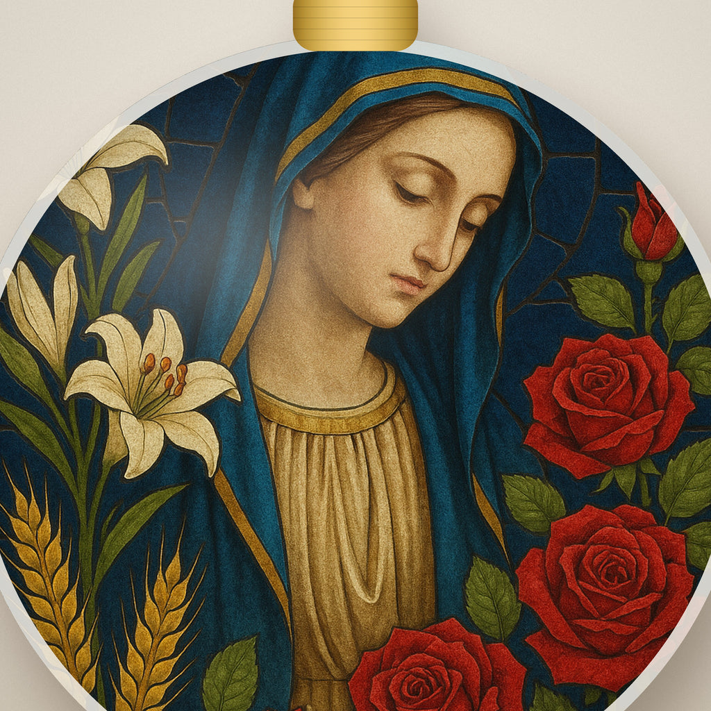 Stella Matutina Ceramic Ornament - Catholic Christmas Ornament, detail view