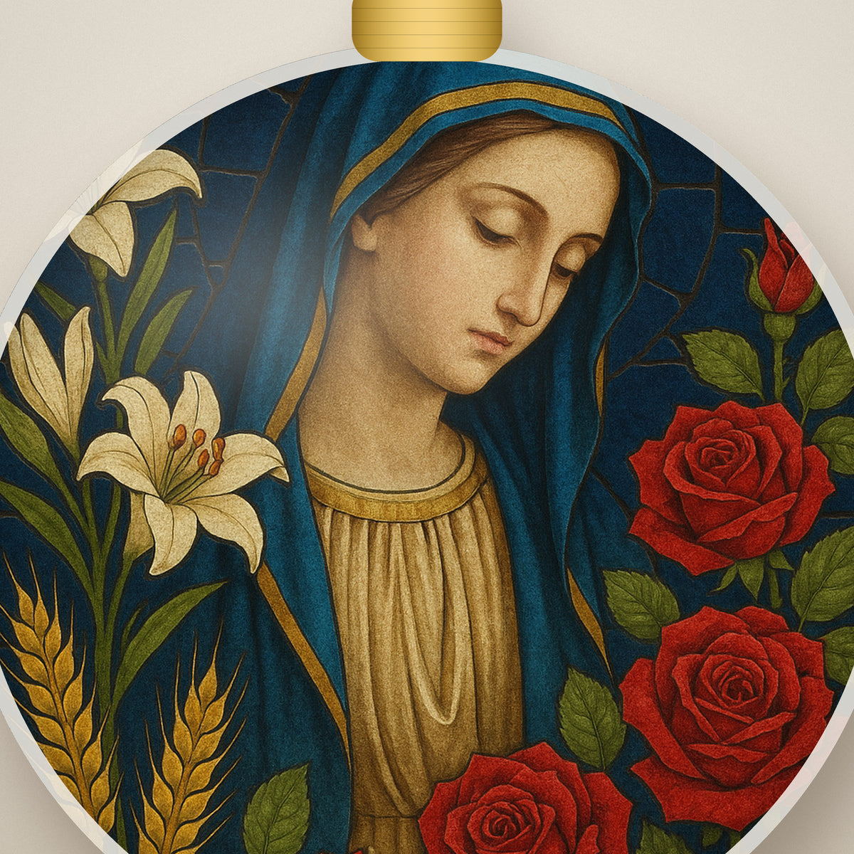 Stella Matutina Ceramic Ornament - Catholic Christmas Ornament, detail view