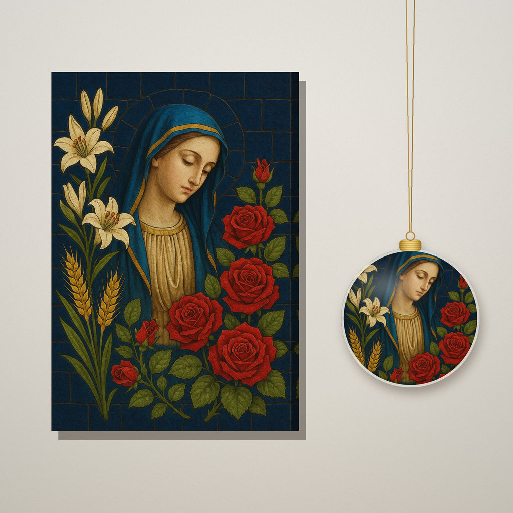 Stella Matutina Ceramic Ornament - Catholic Christmas Ornament, styled in the home