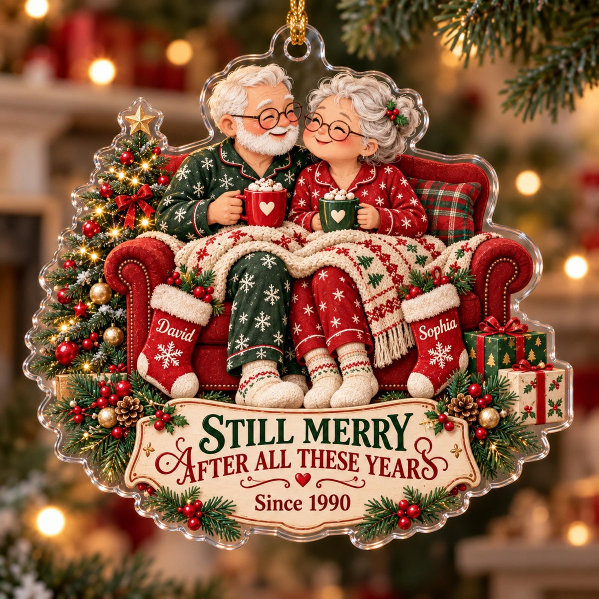Still Merry After All These Years Acrylic Ornament - Acrylic Christmas Ornament, front view
