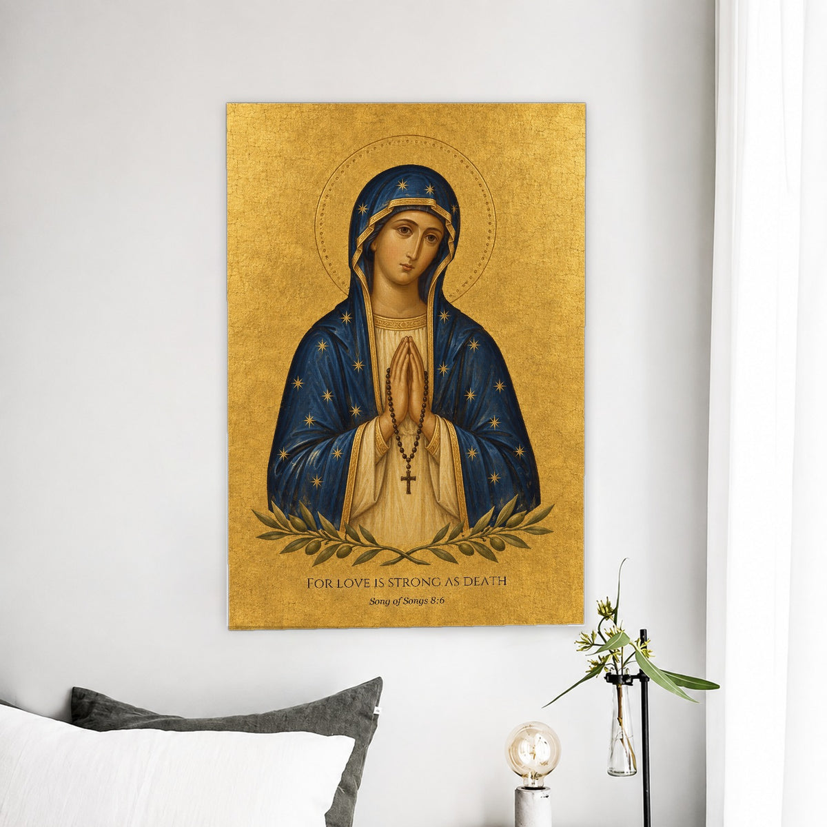 Strong as Death Canvas Wall Art - Catholic Wall Art, detail view