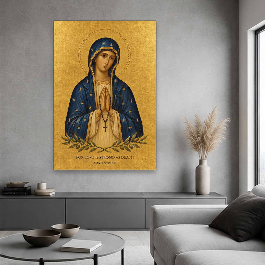 Strong as Death Canvas Wall Art - Catholic Wall Art, hanging display