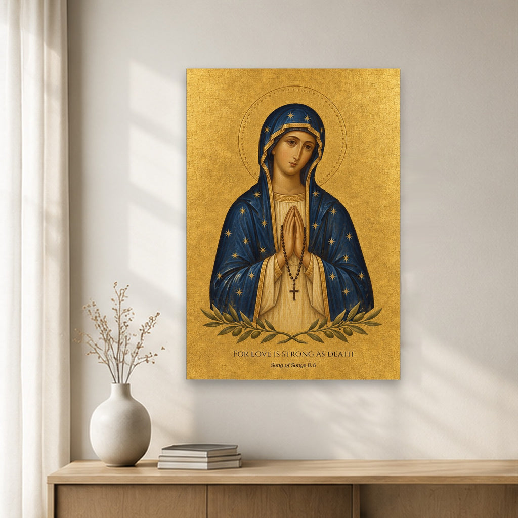 Strong as Death Canvas Wall Art - Catholic Wall Art, gift presentation