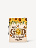 Sunflower Faith Bible Cover - PU Leather Bible Cover, front view