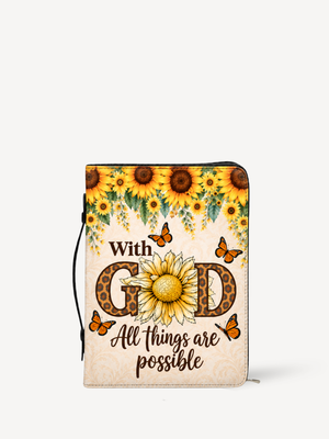 Sunflower Faith Bible Cover - PU Leather Bible Cover, front view