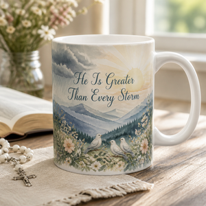 Sunrise Above The Storm Ceramic Mug - Christian Coffee Mug, front view