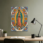 Talavera Morenita Canvas Wall Art - Catholic Wall Art, close-up of the print