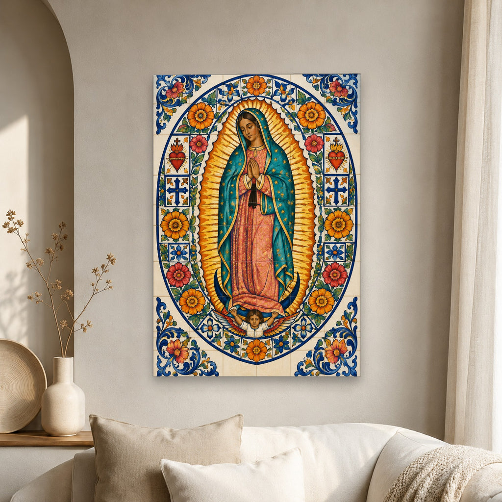 Talavera Morenita Canvas Wall Art - Catholic Wall Art, scale reference