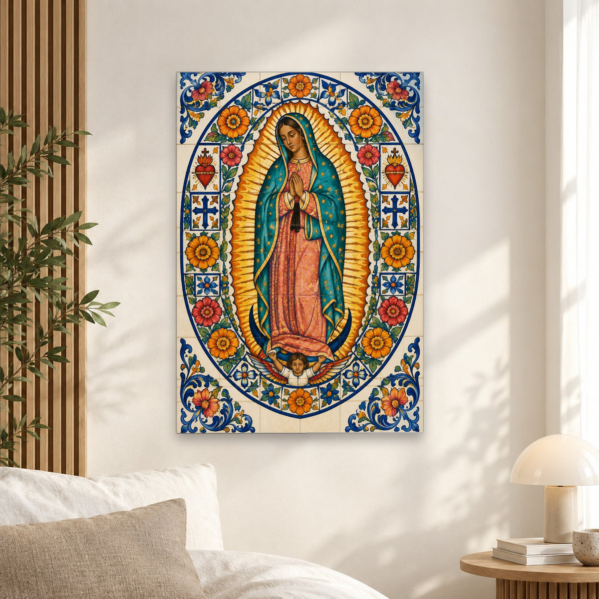 Talavera Morenita Canvas Wall Art - Catholic Wall Art, alternate angle