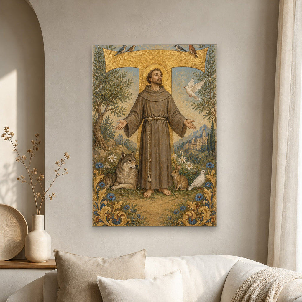 Tau Francisci Canvas Wall Art - Catholic Wall Art, scale reference