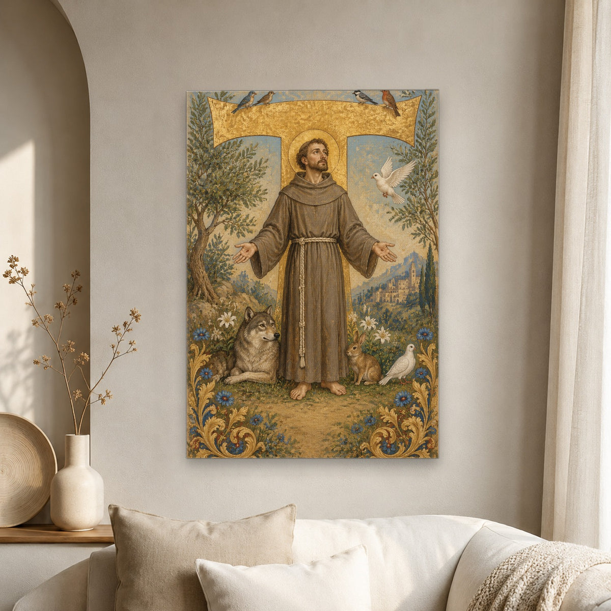 Tau Francisci Canvas Wall Art - Catholic Wall Art, scale reference