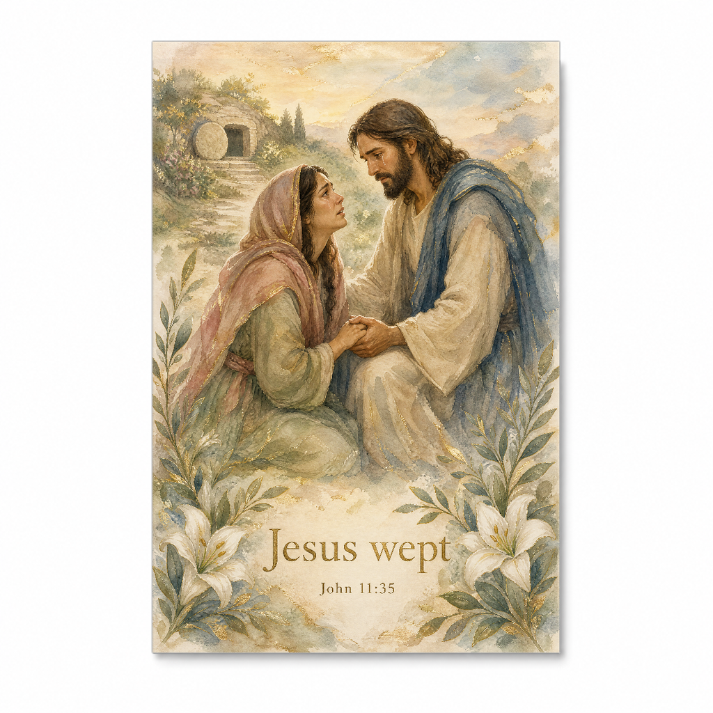 Tears At Bethany Canvas Wall Art - Christian Wall Art, detail view
