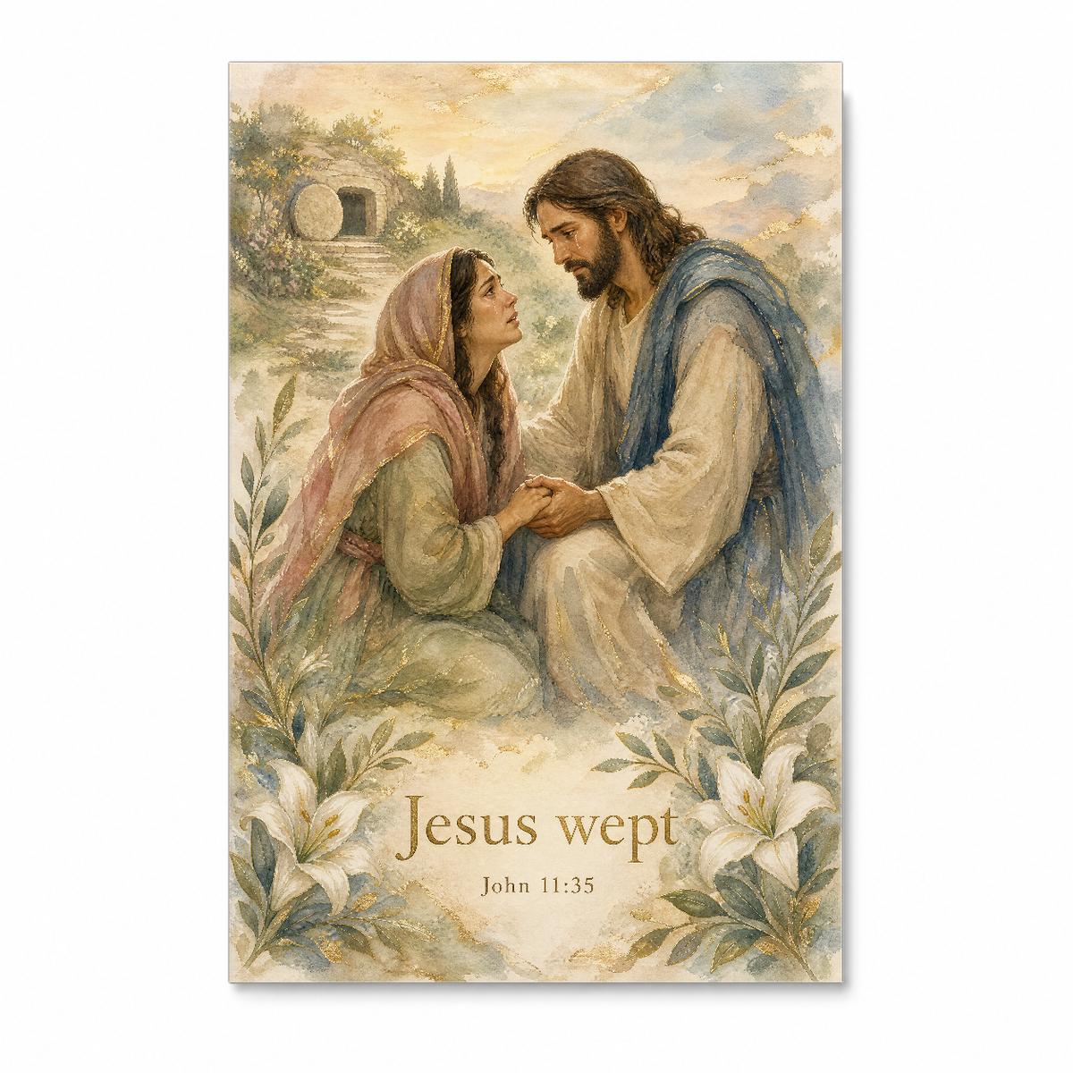 Tears At Bethany Canvas Wall Art - Christian Wall Art, detail view
