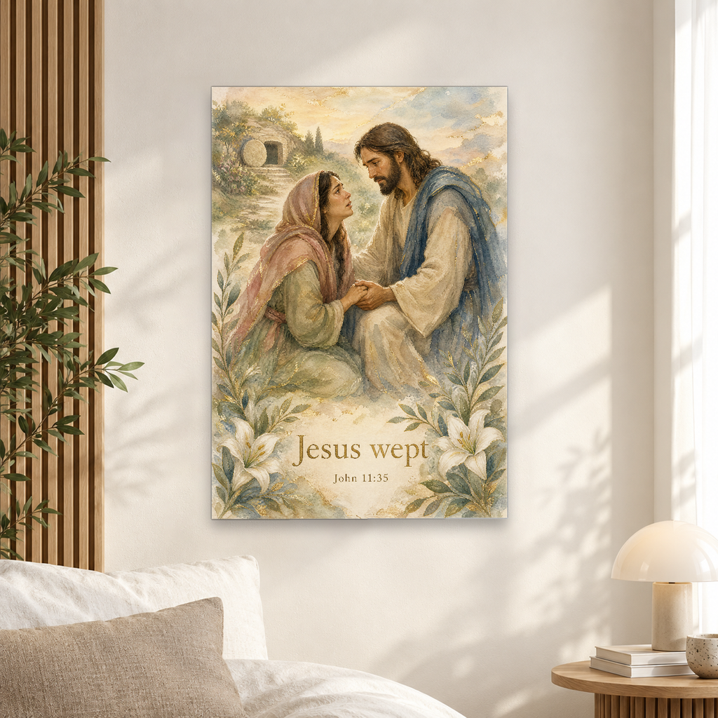 Tears At Bethany Canvas Wall Art - Christian Wall Art, alternate angle