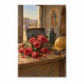 Tepeyac Roses in Oil Canvas Wall Art - Catholic Wall Art, front view