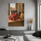 Tepeyac Roses in Oil Canvas Wall Art - Catholic Wall Art, hanging display