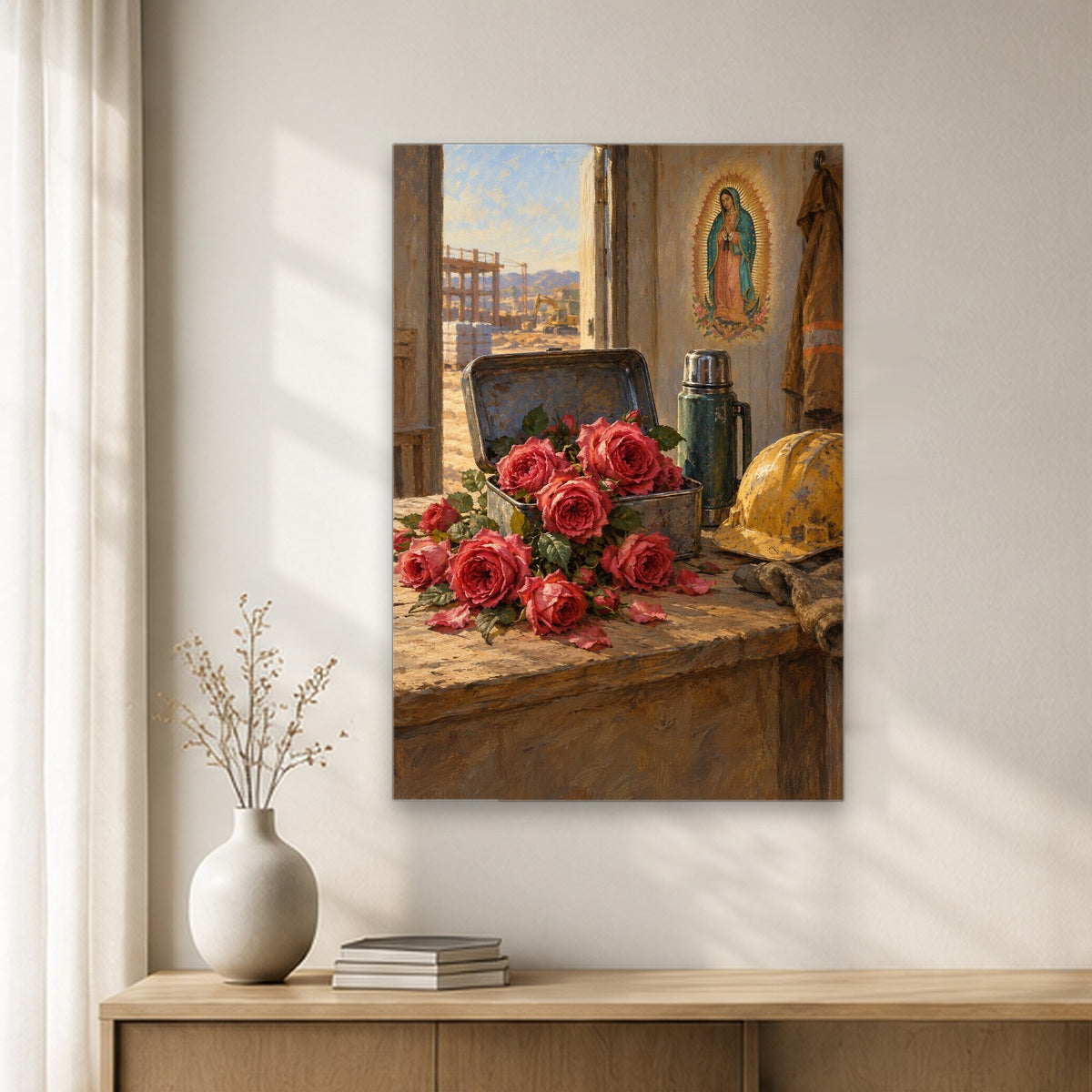 Tepeyac Roses in Oil Canvas Wall Art - Catholic Wall Art, gift presentation