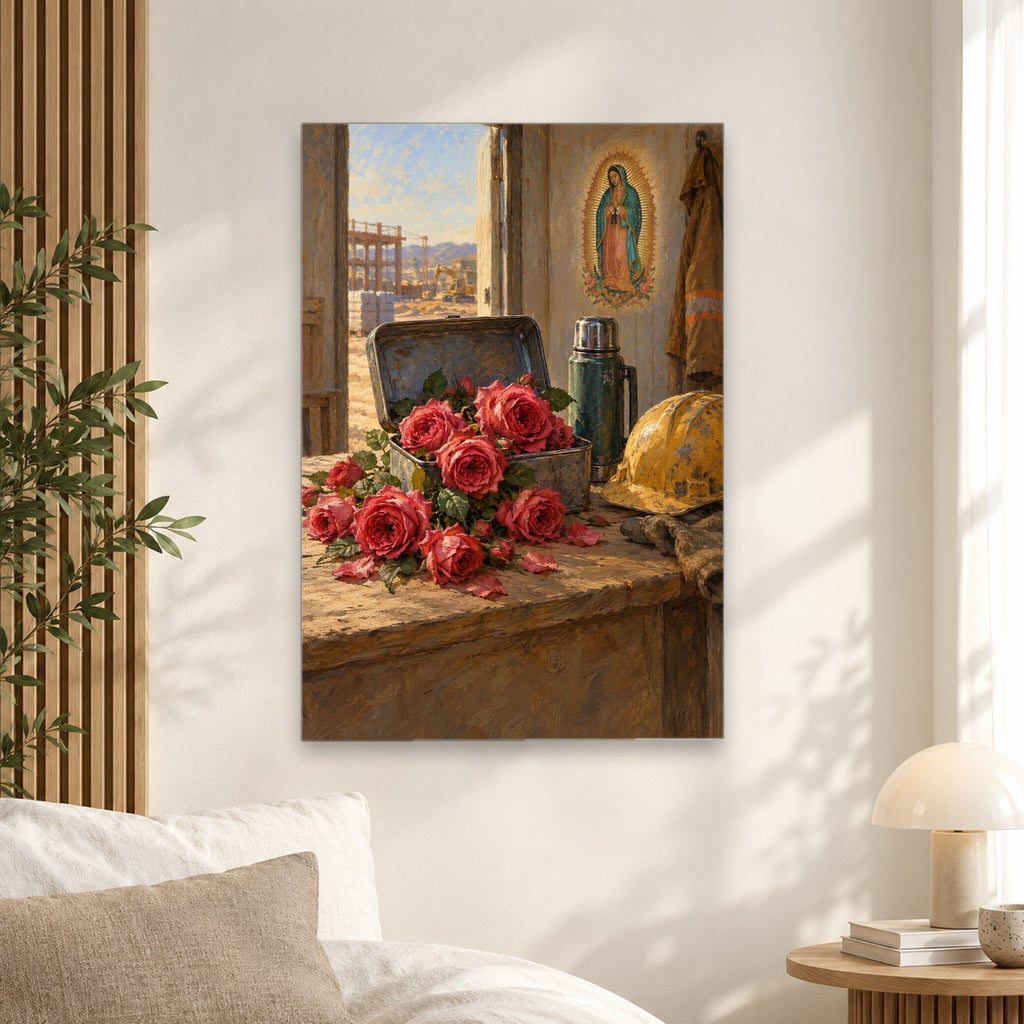Tepeyac Roses in Oil Canvas Wall Art - Catholic Wall Art, alternate angle