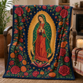 Tepeyac Roses Sunburst Fleece Blanket - Christian Blanket, front view