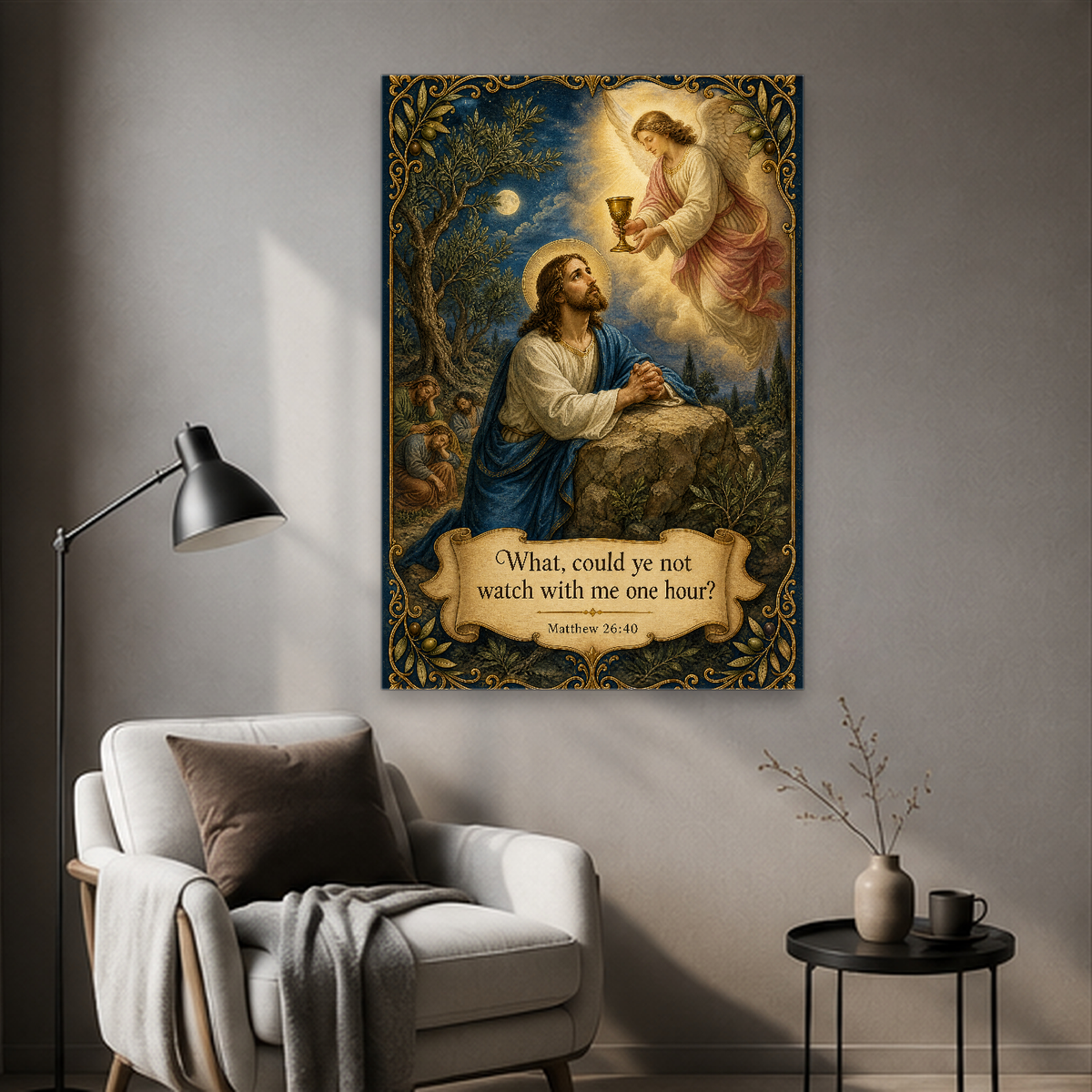 The Cup of Gethsemane Canvas Wall Art - Christian Wall Art, detail view