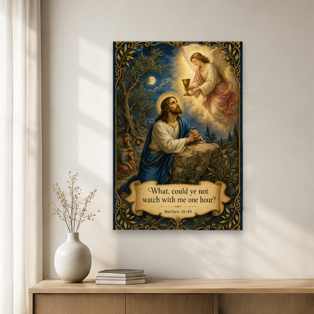 The Cup of Gethsemane Canvas Wall Art - Christian Wall Art, close-up of the print