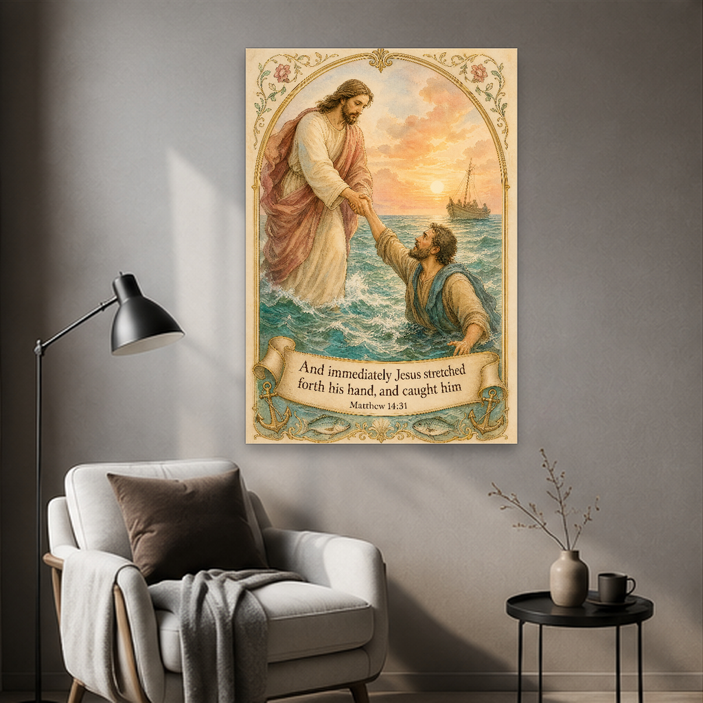 The Hand That Lifts Canvas Wall Art - Christian Wall Art, detail view