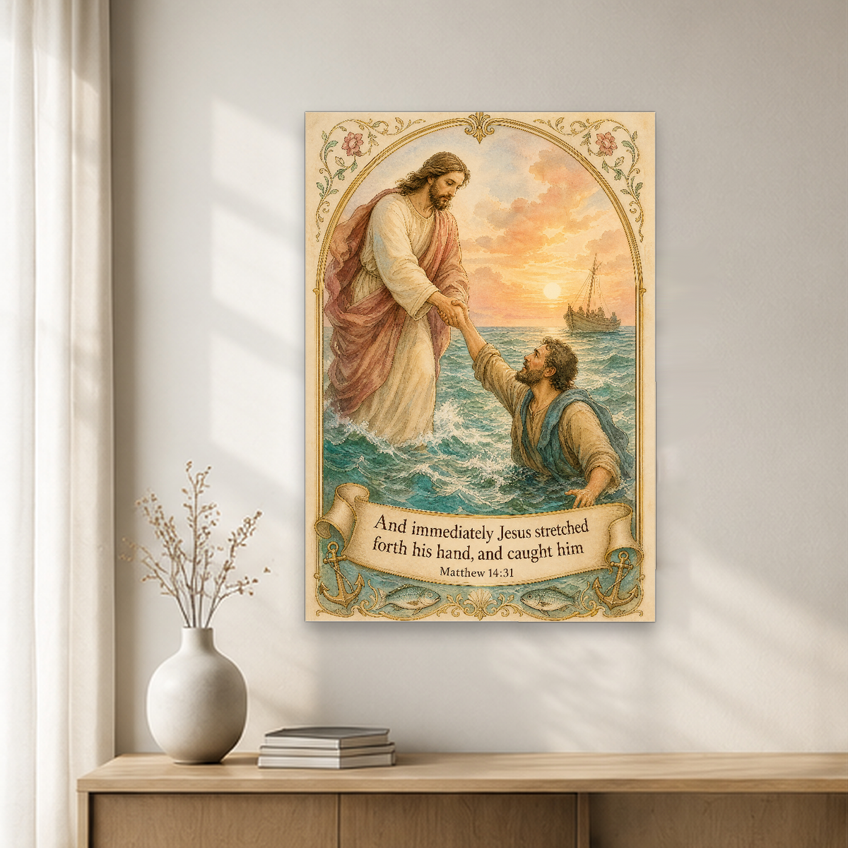 The Hand That Lifts Canvas Wall Art - Christian Wall Art, close-up of the print