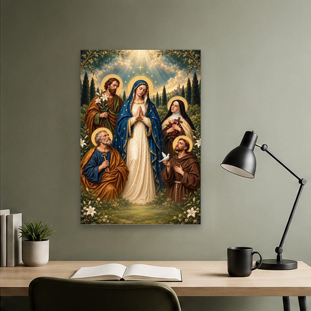 The Heavenly Communion of Saints – Canvas Wall Art Canvas Wall Art - Catholic Wall Art, close-up of the print