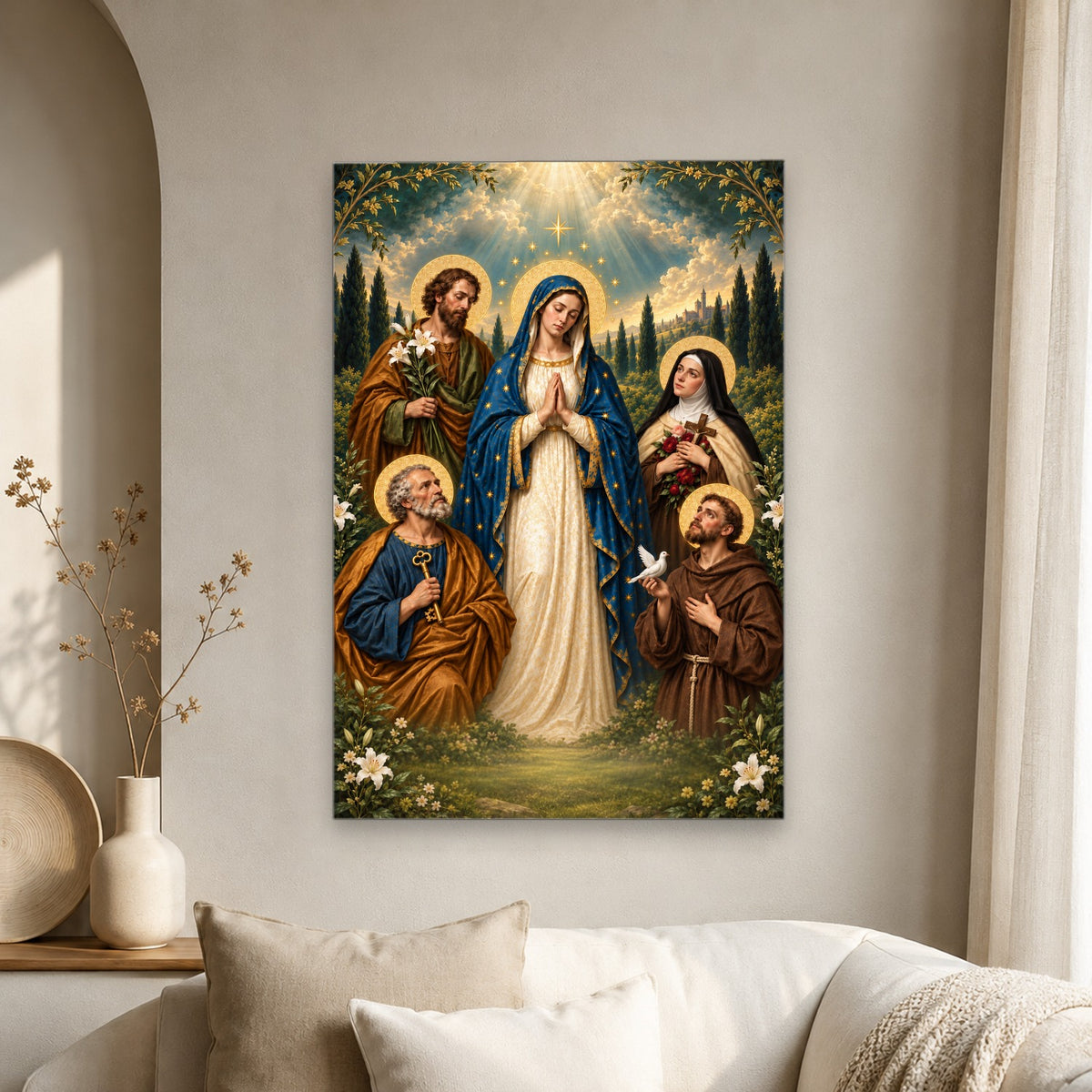 The Heavenly Communion of Saints – Canvas Wall Art Canvas Wall Art - Catholic Wall Art, scale reference