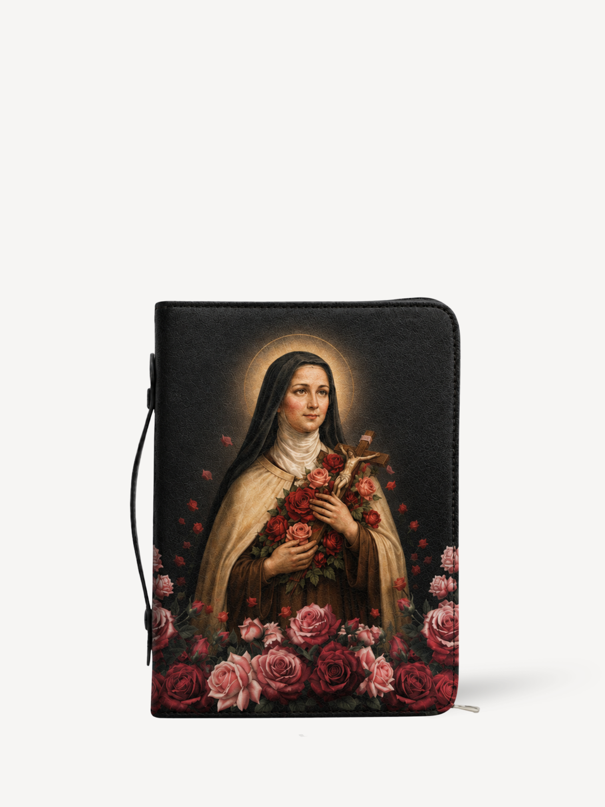 The Little Flower Bible Cover - PU Leather Bible Cover, front view