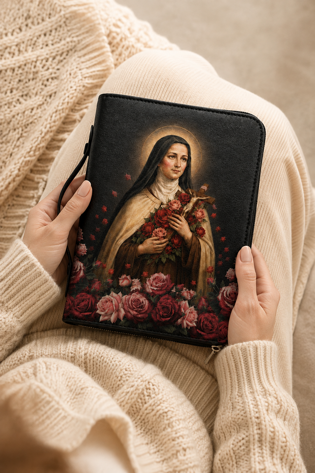 The Little Flower Bible Cover - PU Leather Bible Cover, hanging display