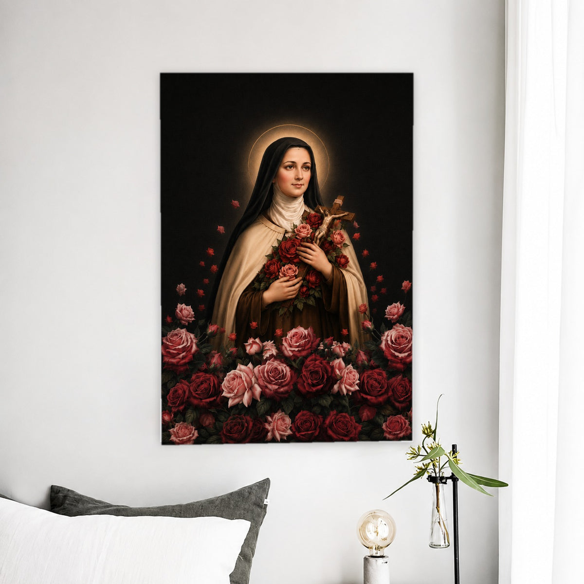 The Little Flower Canvas Wall Art - Catholic Wall Art, detail view