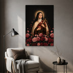 The Little Flower Canvas Wall Art - Catholic Wall Art, styled in the home