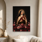The Little Flower Canvas Wall Art - Catholic Wall Art, scale reference