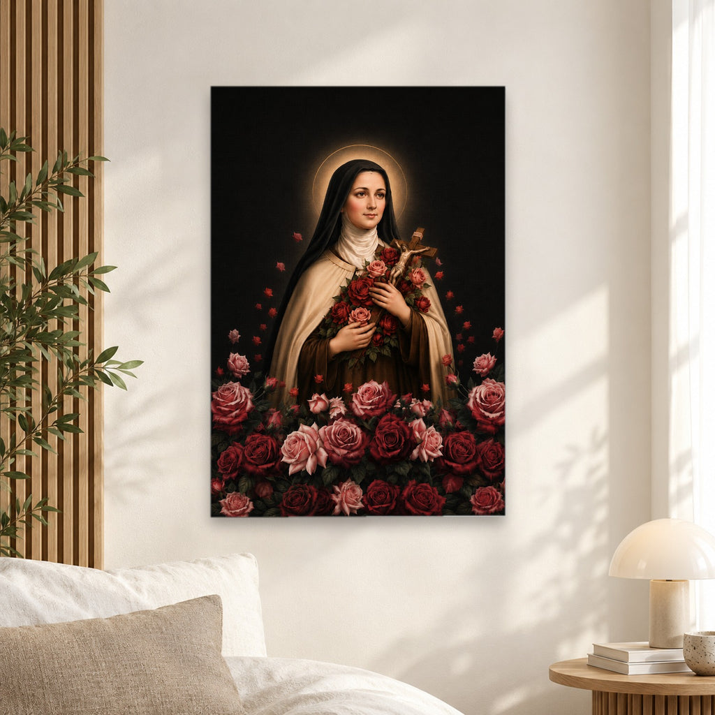 The Little Flower Canvas Wall Art - Catholic Wall Art, alternate angle