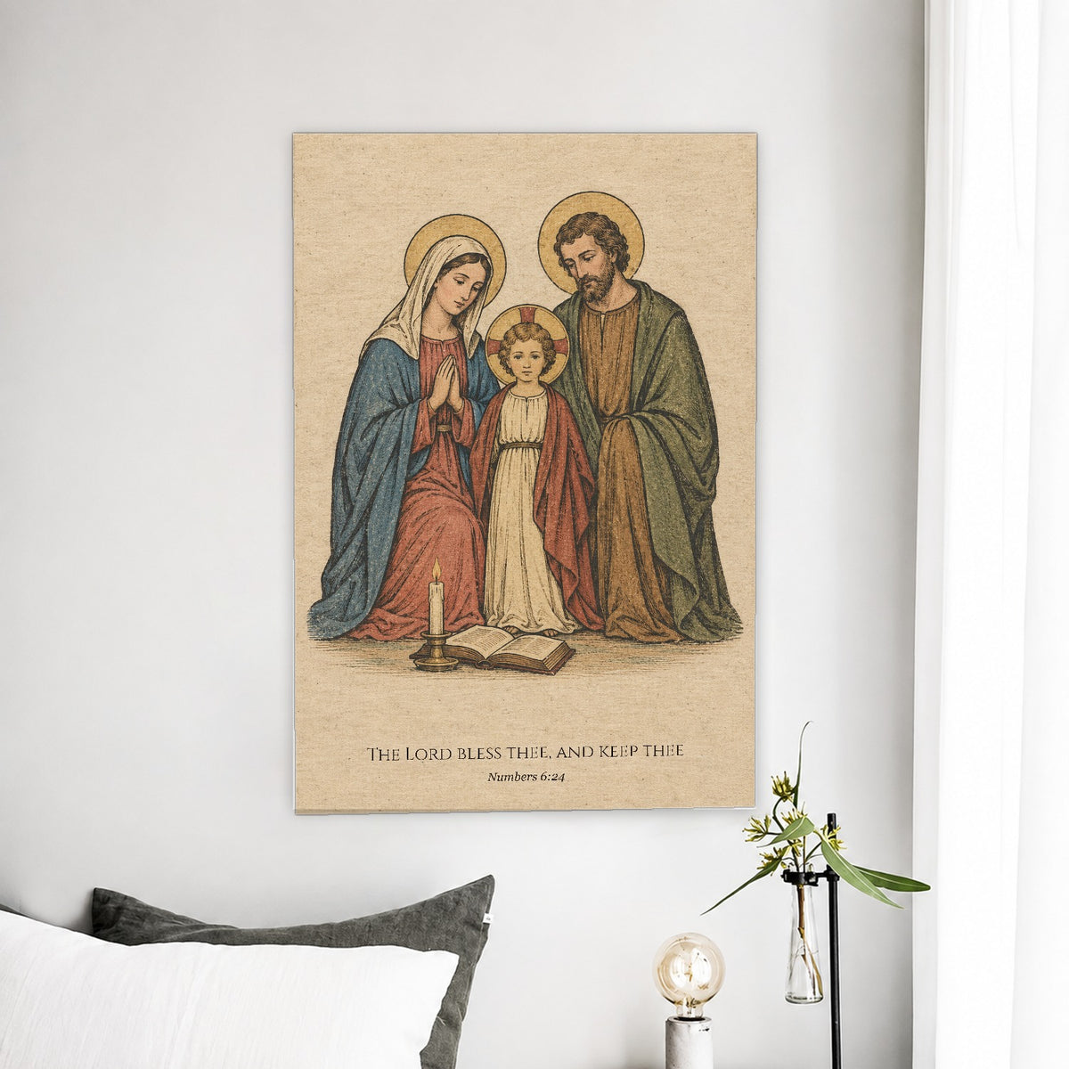 The Lord Bless Thee Canvas Wall Art - Catholic Wall Art, detail view