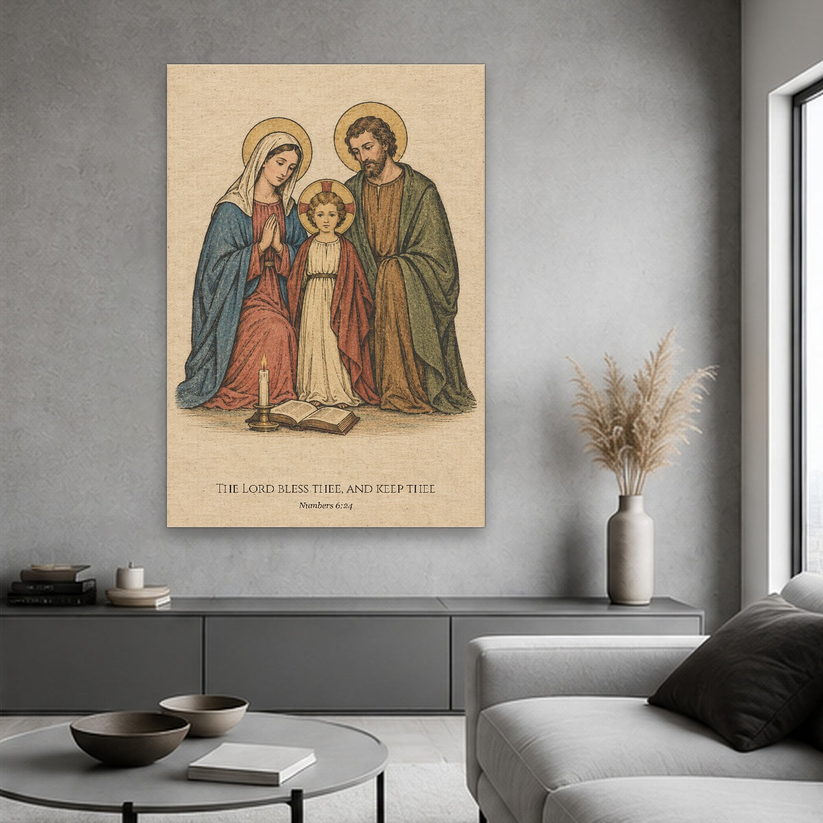 The Lord Bless Thee Canvas Wall Art - Catholic Wall Art, hanging display
