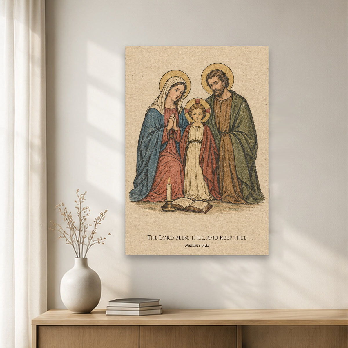 The Lord Bless Thee Canvas Wall Art - Catholic Wall Art, gift presentation