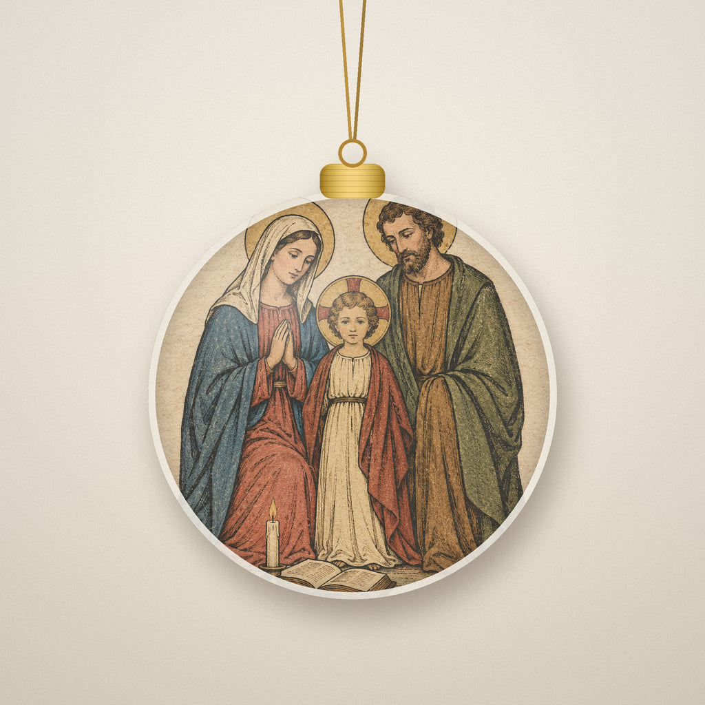 The Lord Bless Thee Ceramic Ornament - Catholic Christmas Ornament, front view