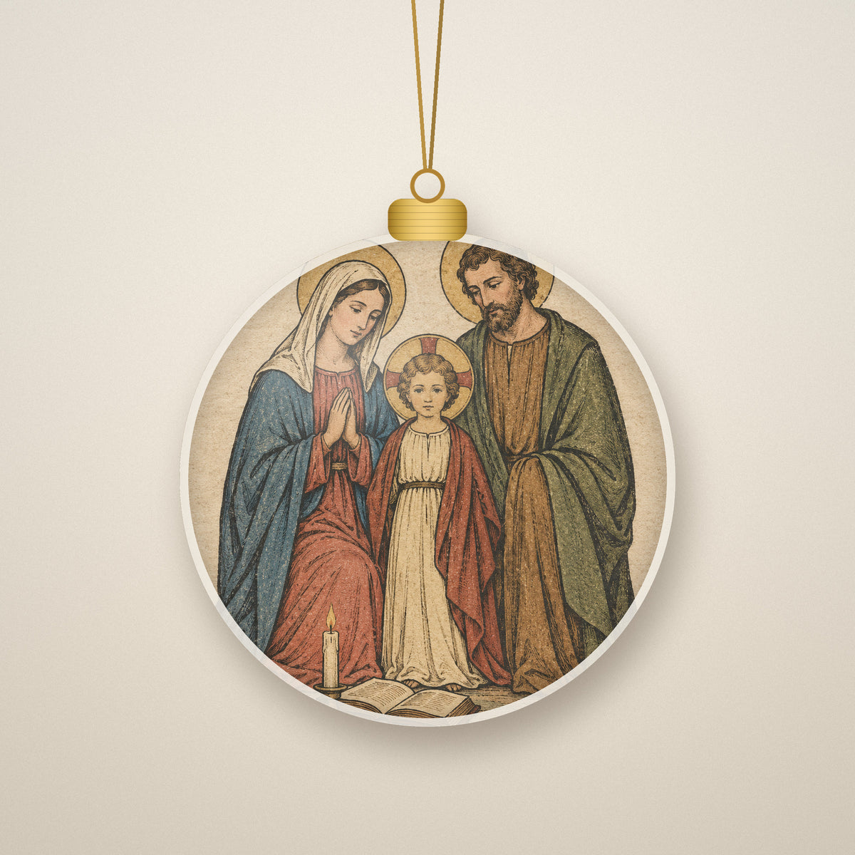 The Lord Bless Thee Ceramic Ornament - Catholic Christmas Ornament, front view